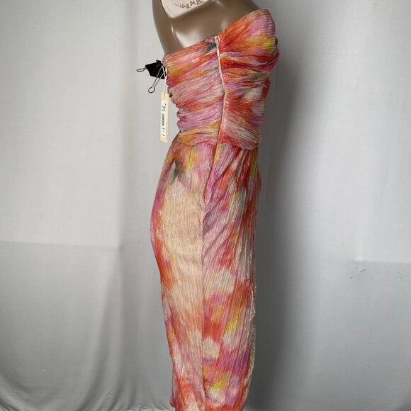 NEW JEWEL Badgley Mischka Women's Sheath Dress Pink/Multi Size 4 Strapless - Picture 6 of 8